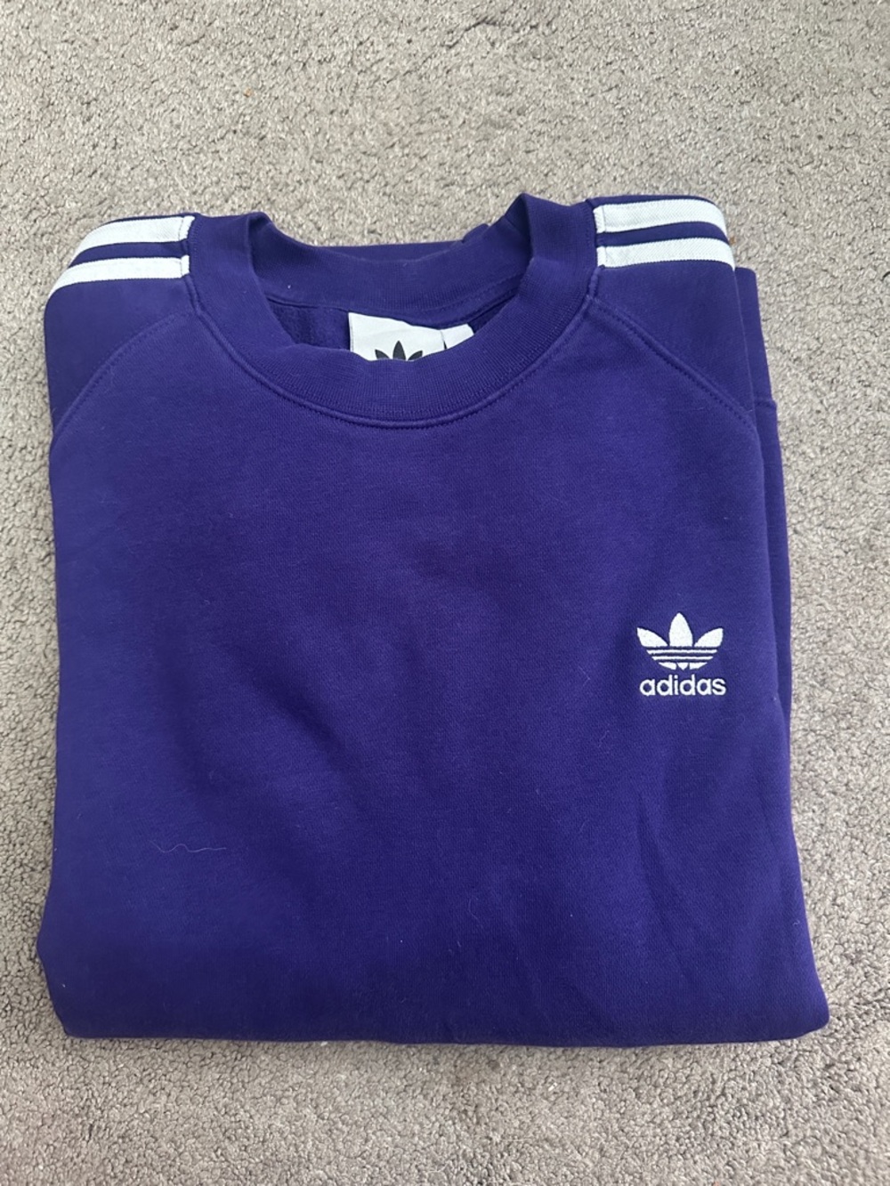adidas Purple Crewneck Sweatshirt with White Trefoil and Stripes